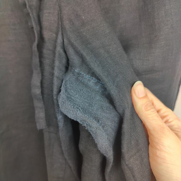 J Crew‎ Seaside Pants Womens Black 100% Linen Relaxed Beach Lightweight - Picture 4 of 9